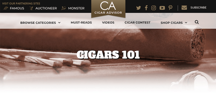 Cigar Advisor website screenshot