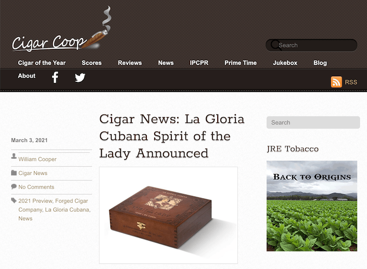 Cigar Coop website screenshot