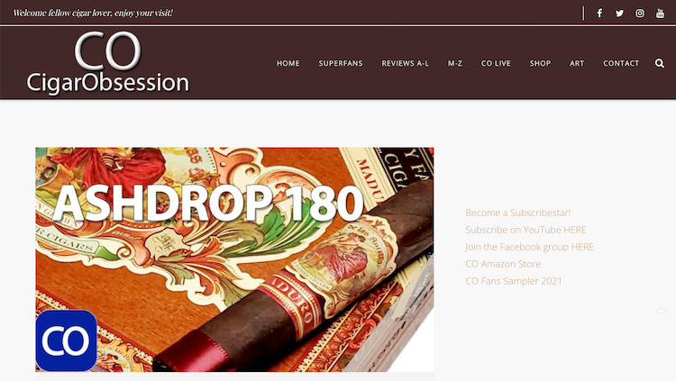 Cigar Obsession website screenshot