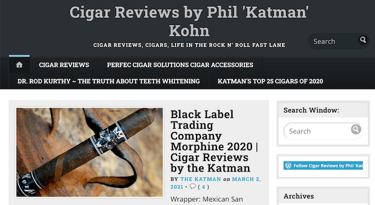Cigar Reviews by Phil Katman Kohn website screenshot