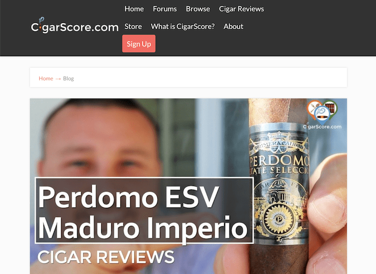 Cigar Score website screenshot