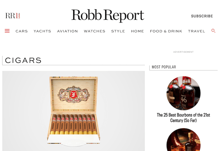 Robb Report website screenshot