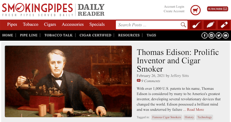 Smoking Pipes website screenshot